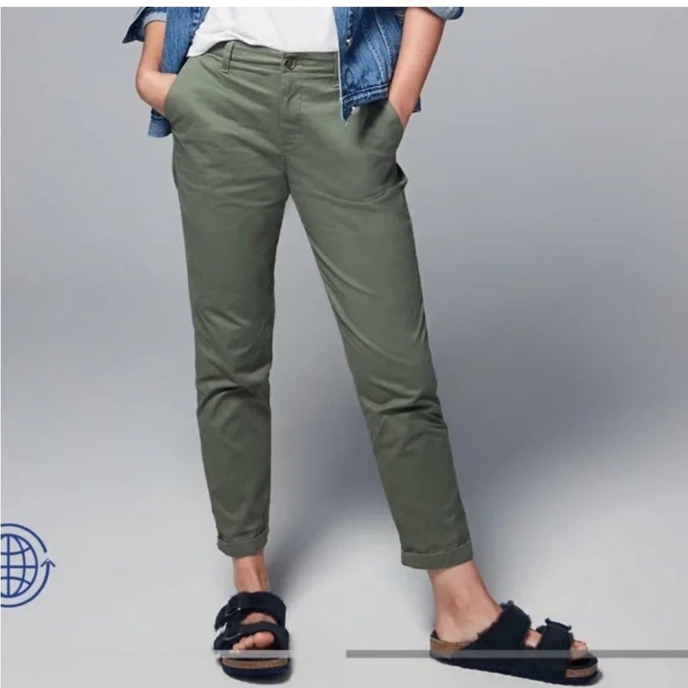 GAP straight Khaki Olive Green Casual slim leg ankle Pants